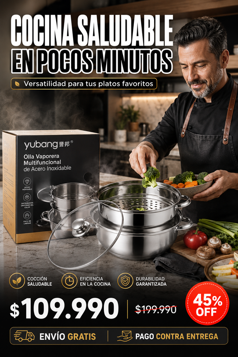 Olla Vaporera Multifuncional de Acero Inoxidable